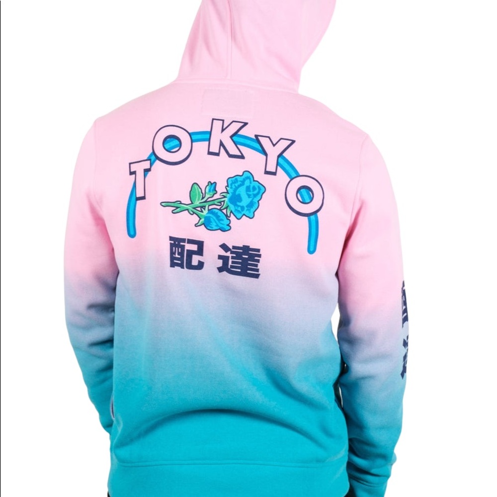 Brooklyn Cloth Aqua Tokyo Ombré Hoodie Sweatshirt Size XL